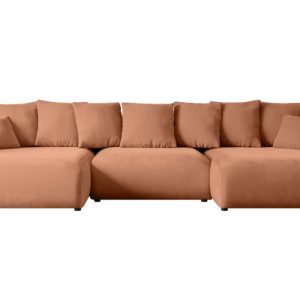 Narożnik z funkcją spania i pojemnikiem ESKAR-U 364x176x72 cm Morelowy 524501 Narożnik z funkcją spania i pojemnikiem ESKAR-U 364x176x72 cm Morelowy 524501