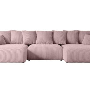Narożnik z funkcją spania i pojemnikiem ESKAR-U 364x176x72 cm Różowy 524482 Narożnik z funkcją spania i pojemnikiem ESKAR-U 364x176x72 cm Różowy 524482