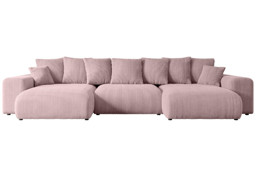 Narożnik z funkcją spania i pojemnikiem ESKAR-U 364x176x72 cm Różowy 524482