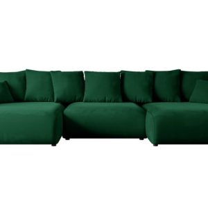 Narożnik z funkcją spania i pojemnikiem ESKAR-U 364x176x72 cm Zielony 524504 Narożnik z funkcją spania i pojemnikiem ESKAR-U 364x176x72 cm Zielony 524504