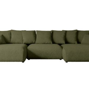 Narożnik z funkcją spania i pojemnikiem ESKAR-U 364x176x72 cm Zielony 524510 Narożnik z funkcją spania i pojemnikiem ESKAR-U 364x176x72 cm Zielony 524510