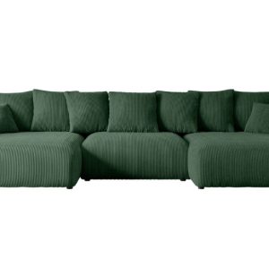 Narożnik z funkcją spania i pojemnikiem ESKAR-U 364x176x72 cm Zielony 524468 Narożnik z funkcją spania i pojemnikiem ESKAR-U 364x176x72 cm Zielony 524468