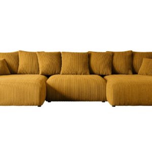 Narożnik z funkcją spania i pojemnikiem ESKAR-U 364x176x72 cm Żółty 524467 Narożnik z funkcją spania i pojemnikiem ESKAR-U 364x176x72 cm Żółty 524467