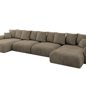 Narożnik z funkcją spania i pojemnikiem ESKAR-U2 464x176x72 cm Brązowy 914563 Narożnik z funkcją spania i pojemnikiem ESKAR-U2 464x176x72 cm Brązowy 914563