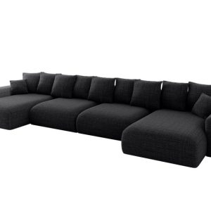 Narożnik z funkcją spania i pojemnikiem ESKAR-U2 464x176x72 cm Czarny 914584 Narożnik z funkcją spania i pojemnikiem ESKAR-U2 464x176x72 cm Czarny 914584