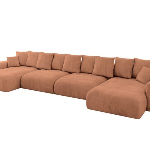 Narożnik z funkcją spania i pojemnikiem ESKAR-U2 464x176x72 cm Morelowy 914575 Narożnik z funkcją spania i pojemnikiem ESKAR-U2 464x176x72 cm Morelowy 914575