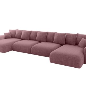 Narożnik z funkcją spania i pojemnikiem ESKAR-U2 464x176x72 cm Różowy 914587 Narożnik z funkcją spania i pojemnikiem ESKAR-U2 464x176x72 cm Różowy 914587