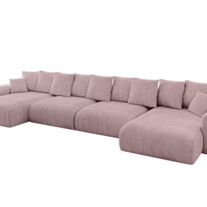 Narożnik z funkcją spania i pojemnikiem ESKAR-U2 464x176x72 cm Różowy 914571 Narożnik z funkcją spania i pojemnikiem ESKAR-U2 464x176x72 cm Różowy 914571