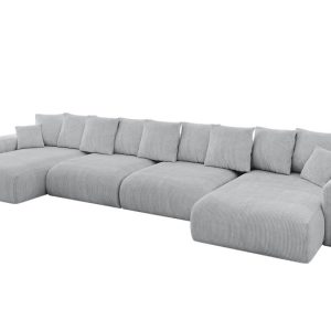 Narożnik z funkcją spania i pojemnikiem ESKAR-U2 464x176x72 cm Szary 914582 Narożnik z funkcją spania i pojemnikiem ESKAR-U2 464x176x72 cm Szary 914582
