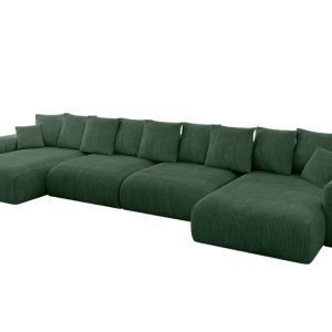 Narożnik z funkcją spania i pojemnikiem ESKAR-U2 464x176x72 cm Zielony 914577 Narożnik z funkcją spania i pojemnikiem ESKAR-U2 464x176x72 cm Zielony 914577