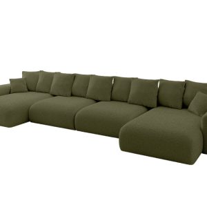 Narożnik z funkcją spania i pojemnikiem ESKAR-U2 464x176x72 cm Zielony 914580 Narożnik z funkcją spania i pojemnikiem ESKAR-U2 464x176x72 cm Zielony 914580