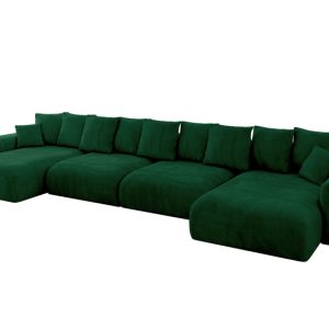 Narożnik z funkcją spania i pojemnikiem ESKAR-U2 464x176x72 cm Zielony 914581 Narożnik z funkcją spania i pojemnikiem ESKAR-U2 464x176x72 cm Zielony 914581