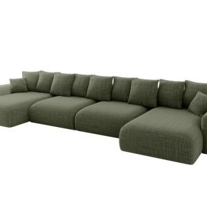 Narożnik z funkcją spania i pojemnikiem ESKAR-U2 464x176x72 cm Zielony 914568 Narożnik z funkcją spania i pojemnikiem ESKAR-U2 464x176x72 cm Zielony 914568