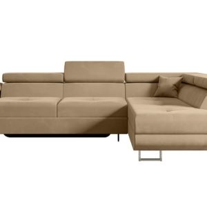 Narożnik z funkcją spania i pojemnikiem GUSA-L 256x165x84 cm Beżowy 487549 Narożnik z funkcją spania i pojemnikiem GUSA-L 256x165x84 cm Beżowy 487549