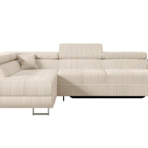 Narożnik z funkcją spania i pojemnikiem GUSA-L 256x165x84 cm Beżowy 487556 Narożnik z funkcją spania i pojemnikiem GUSA-L 256x165x84 cm Beżowy 487556