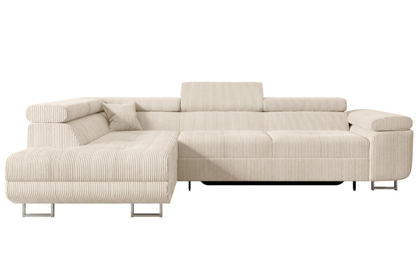 Narożnik z funkcją spania i pojemnikiem GUSA-L 256x165x84 cm Beżowy 487556