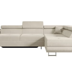 Narożnik z funkcją spania i pojemnikiem GUSA-L 256x165x84 cm Beżowy 487561 Narożnik z funkcją spania i pojemnikiem GUSA-L 256x165x84 cm Beżowy 487561