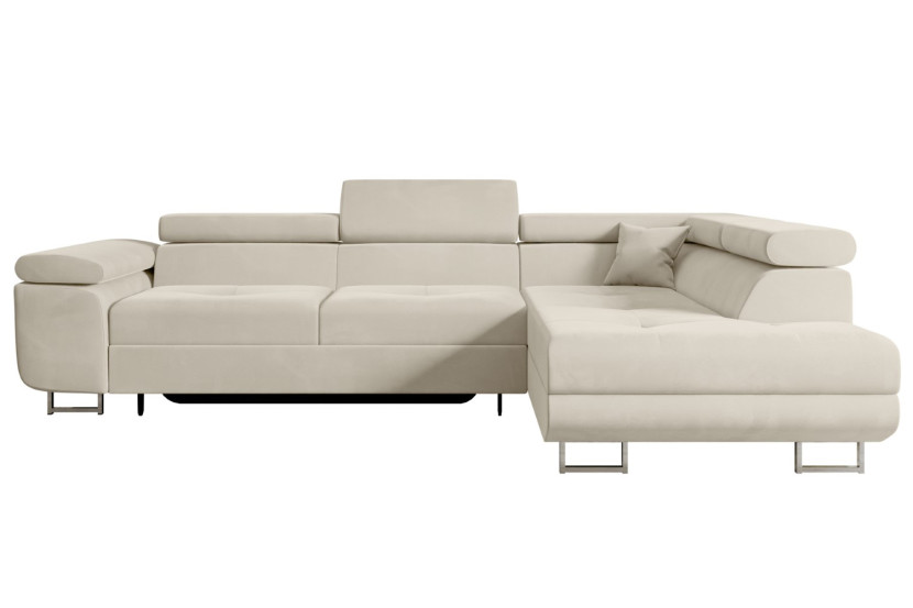 Narożnik z funkcją spania i pojemnikiem GUSA-L 256x165x84 cm Beżowy 487561