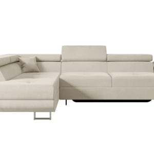 Narożnik z funkcją spania i pojemnikiem GUSA-L 256x165x84 cm Beżowy 487611 Narożnik z funkcją spania i pojemnikiem GUSA-L 256x165x84 cm Beżowy 487611