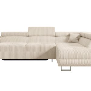 Narożnik z funkcją spania i pojemnikiem GUSA-L 256x165x84 cm Beżowy 487655 Narożnik z funkcją spania i pojemnikiem GUSA-L 256x165x84 cm Beżowy 487655