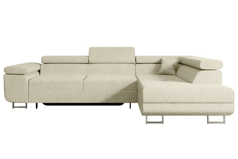 Narożnik z funkcją spania i pojemnikiem GUSA-L 256x165x84 cm Beżowy 487707