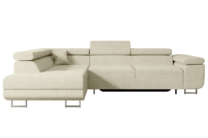Narożnik z funkcją spania i pojemnikiem GUSA-L 256x165x84 cm Beżowy 487548