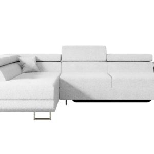 Narożnik z funkcją spania i pojemnikiem GUSA-L 256x165x84 cm Biały 487617 Narożnik z funkcją spania i pojemnikiem GUSA-L 256x165x84 cm Biały 487617