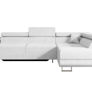 Narożnik z funkcją spania i pojemnikiem GUSA-L 256x165x84 cm Biały 487615 Narożnik z funkcją spania i pojemnikiem GUSA-L 256x165x84 cm Biały 487615