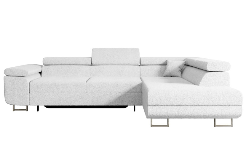 Narożnik z funkcją spania i pojemnikiem GUSA-L 256x165x84 cm Biały 487615