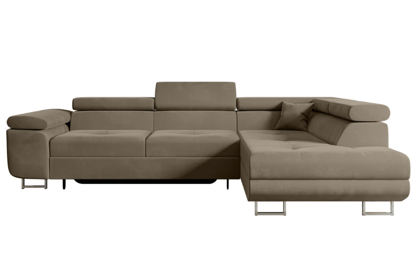 Narożnik z funkcją spania i pojemnikiem GUSA-L 256x165x84 cm Brązowy 487619