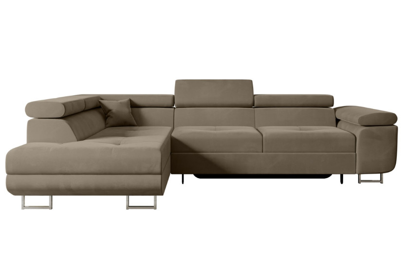 Narożnik z funkcją spania i pojemnikiem GUSA-L 256x165x84 cm Brązowy 487596