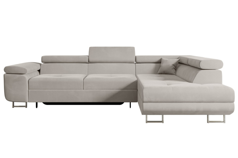 Narożnik z funkcją spania i pojemnikiem GUSA-L 256x165x84 cm Jasny brązowy 487628