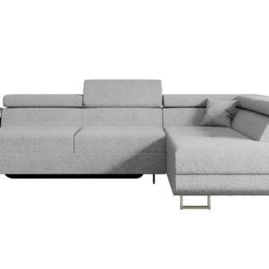 Narożnik z funkcją spania i pojemnikiem GUSA-L 256x165x84 cm Jasny szary 487656 Narożnik z funkcją spania i pojemnikiem GUSA-L 256x165x84 cm Jasny szary 487656