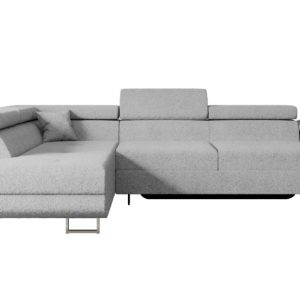 Narożnik z funkcją spania i pojemnikiem GUSA-L 256x165x84 cm Jasny szary 487552 Narożnik z funkcją spania i pojemnikiem GUSA-L 256x165x84 cm Jasny szary 487552