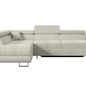Narożnik z funkcją spania i pojemnikiem GUSA-L 256x165x84 cm Kremowy 487682 Narożnik z funkcją spania i pojemnikiem GUSA-L 256x165x84 cm Kremowy 487682