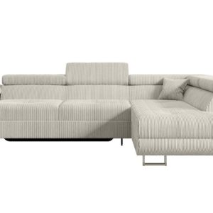 Narożnik z funkcją spania i pojemnikiem GUSA-L 256x165x84 cm Kremowy 487550 Narożnik z funkcją spania i pojemnikiem GUSA-L 256x165x84 cm Kremowy 487550