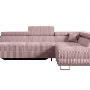 Narożnik z funkcją spania i pojemnikiem GUSA-L 256x165x84 cm Różowy 487680 Narożnik z funkcją spania i pojemnikiem GUSA-L 256x165x84 cm Różowy 487680