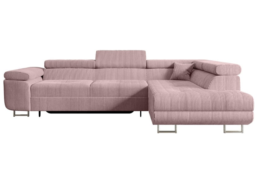 Narożnik z funkcją spania i pojemnikiem GUSA-L 256x165x84 cm Różowy 487680