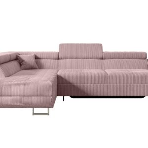 Narożnik z funkcją spania i pojemnikiem GUSA-L 256x165x84 cm Różowy 487632 Narożnik z funkcją spania i pojemnikiem GUSA-L 256x165x84 cm Różowy 487632
