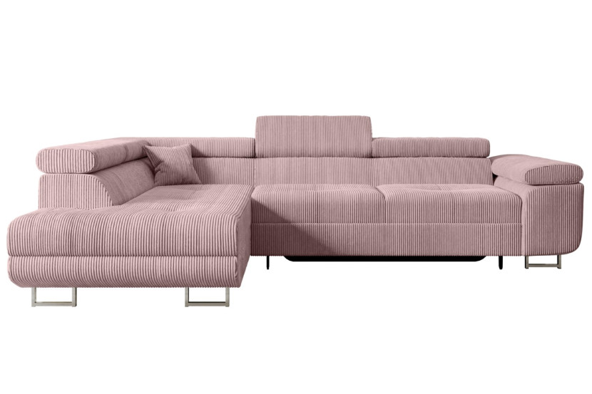 Narożnik z funkcją spania i pojemnikiem GUSA-L 256x165x84 cm Różowy 487632