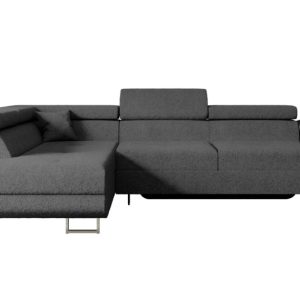 Narożnik z funkcją spania i pojemnikiem GUSA-L 256x165x84 cm Szary 487603 Narożnik z funkcją spania i pojemnikiem GUSA-L 256x165x84 cm Szary 487603