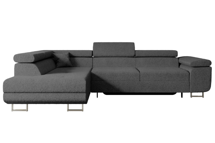 Narożnik z funkcją spania i pojemnikiem GUSA-L 256x165x84 cm Szary 487603