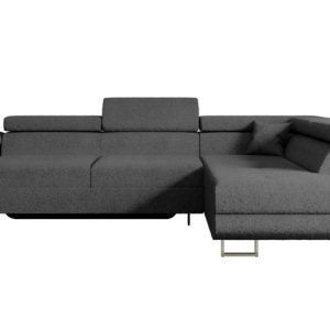 Narożnik z funkcją spania i pojemnikiem GUSA-L 256x165x84 cm Szary 487584 Narożnik z funkcją spania i pojemnikiem GUSA-L 256x165x84 cm Szary 487584