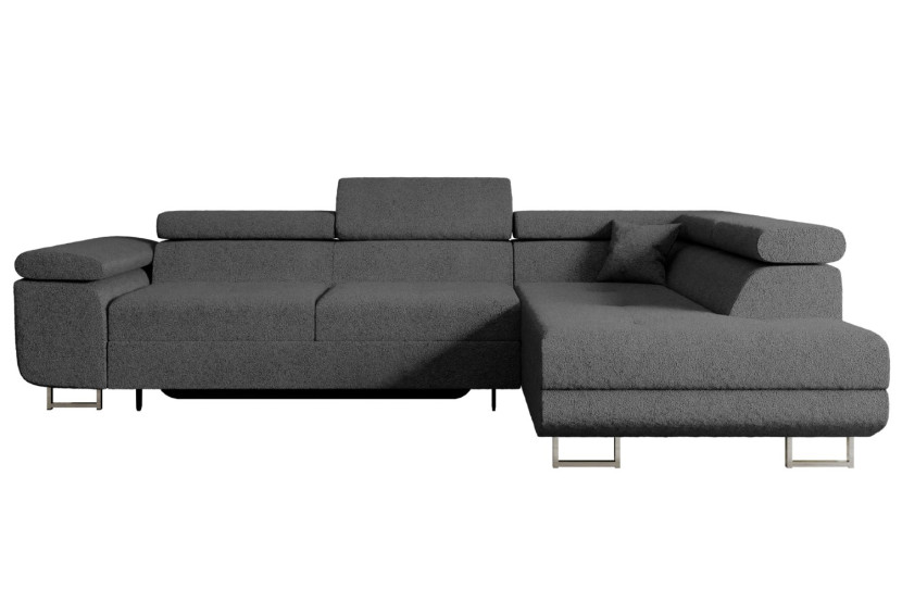 Narożnik z funkcją spania i pojemnikiem GUSA-L 256x165x84 cm Szary 487584