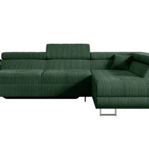 Narożnik z funkcją spania i pojemnikiem GUSA-L 256x165x84 cm Zielony 487575 Narożnik z funkcją spania i pojemnikiem GUSA-L 256x165x84 cm Zielony 487575