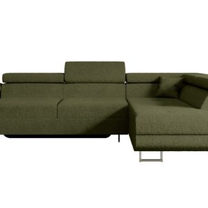 Narożnik z funkcją spania i pojemnikiem GUSA-L 256x165x84 cm Zielony 487640 Narożnik z funkcją spania i pojemnikiem GUSA-L 256x165x84 cm Zielony 487640