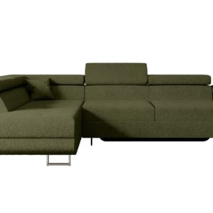 Narożnik z funkcją spania i pojemnikiem GUSA-L 256x165x84 cm Zielony 487673 Narożnik z funkcją spania i pojemnikiem GUSA-L 256x165x84 cm Zielony 487673
