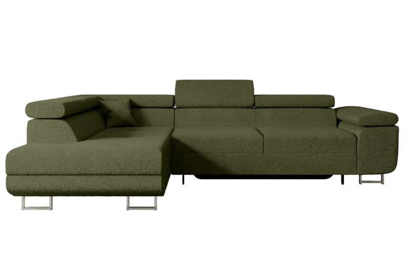 Narożnik z funkcją spania i pojemnikiem GUSA-L 256x165x84 cm Zielony 487673