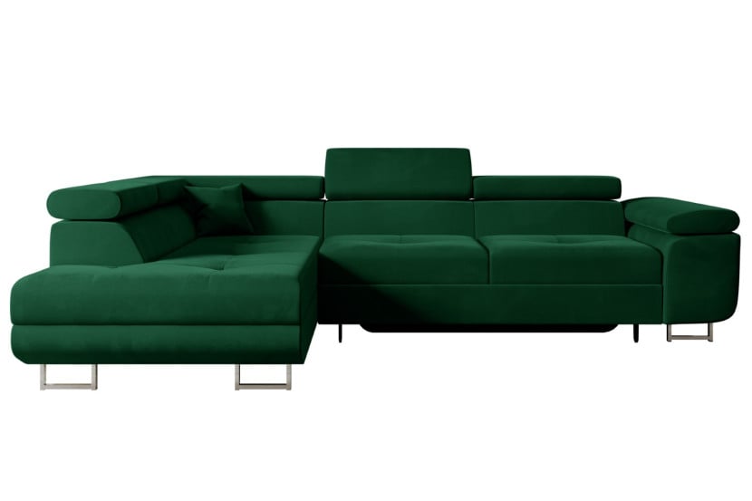 Narożnik z funkcją spania i pojemnikiem GUSA-L 256x165x84 cm Zielony 487697