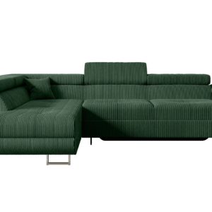 Narożnik z funkcją spania i pojemnikiem GUSA-L 256x165x84 cm Zielony 487703 Narożnik z funkcją spania i pojemnikiem GUSA-L 256x165x84 cm Zielony 487703